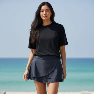 NWT Anne Cole Swim Skort S Black Wrap Front Bottoms SwimwearBeachwear Trendy
